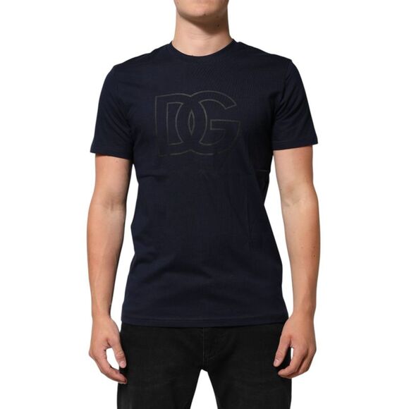 Dolce & Gabbana Dark Blue Cotton DG Logo Print Men’s Top Men's T-shirt